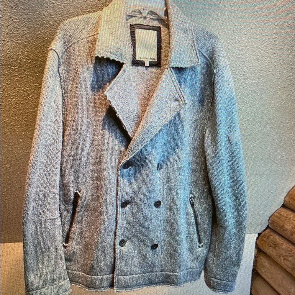 Calvin Klein Jeans Men's Gray Double-Breasted Bomber Jacket